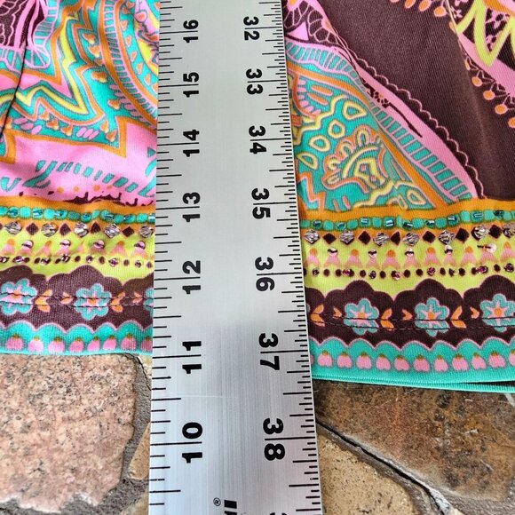 NWT Eci New York Paisley Print Short Sleeve Dress, Boho Hippy, Size Medium - Picture 14 of 14